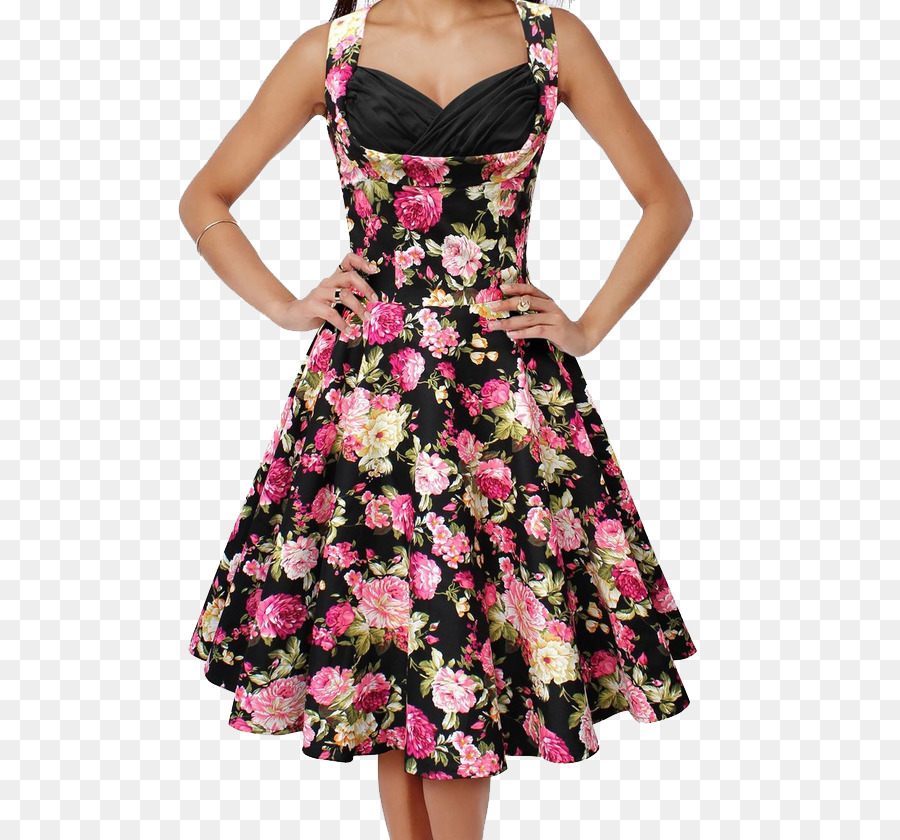 1950er Jahre Kleid Vintage-Kleidung, Retro-Stil - Geblümtes Kleid PNG Kostenlosen Download