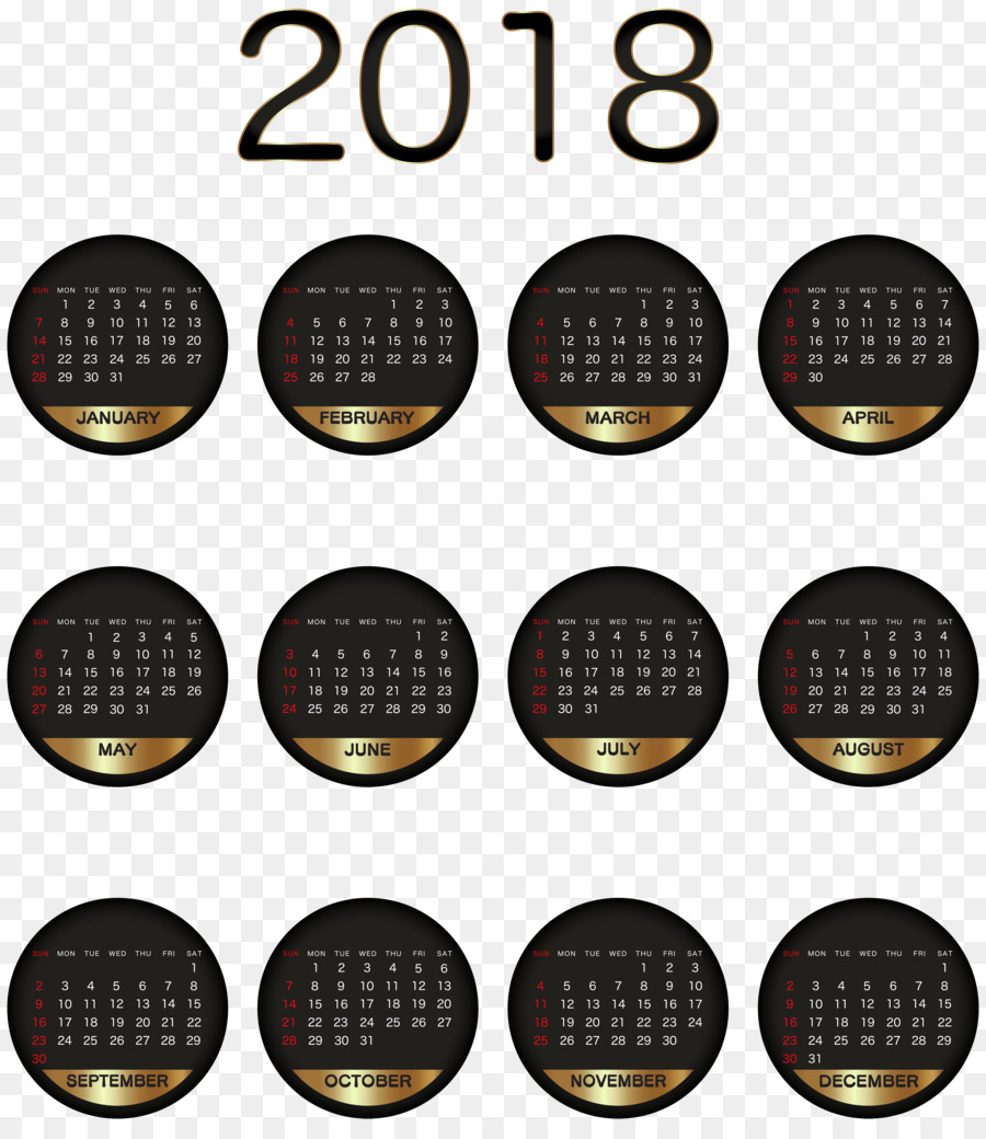 Kalender Clip art - 2018 Kalender Schwarz Gold ein Transparentes PNG-Bild