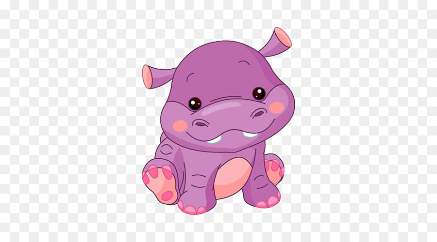 Hippopotamus Cartoon Illustration - niedlicher Hippo