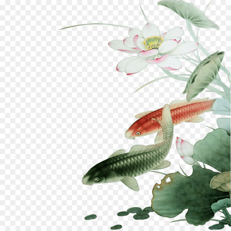 Fisch-Tinte wash Malerei Download - Fische spielen Hawthorn
