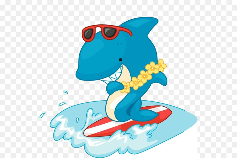 Shark Surfing-Clip-art - Cartoon Hai surfen