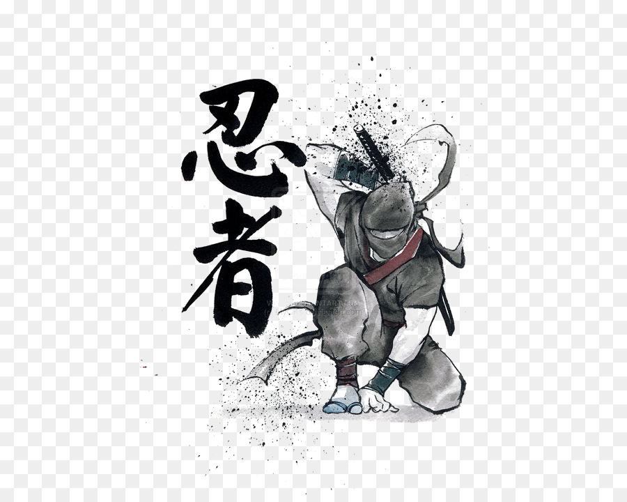 Ninja Samurai Pittura Calligrafia Giapponese - Dipinto a mano ninja
