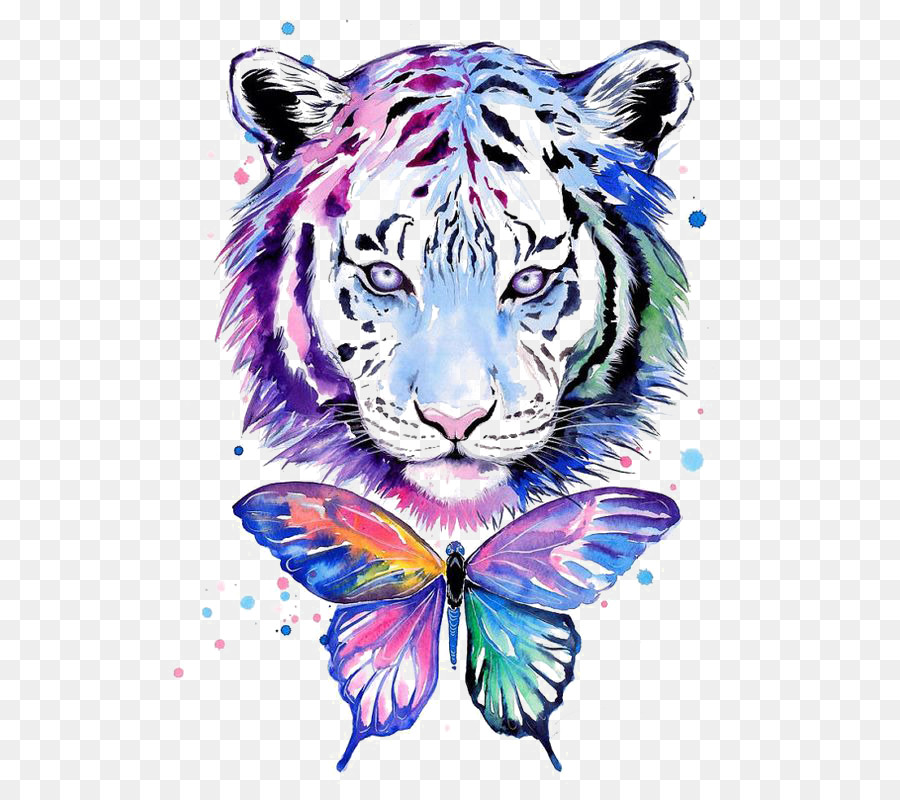 Tiger Tiger T-shirt-Aquarell-Zeichnung - Wasser-tiger