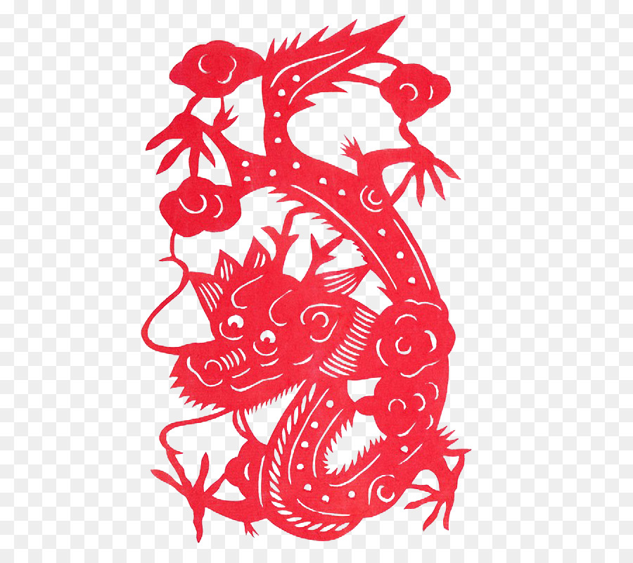 Ritagliare zodiaco Cinese drago Cinese, Illustrazione - Carta taglio drago artiglio