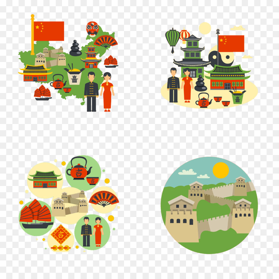 Cina Royalty-free Illustrazione - Grande muraglia della Cina, bandiera, immagine materiale