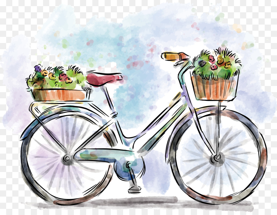 Fahrrad-Aquarell-Zeichnung - Aquarell-bike