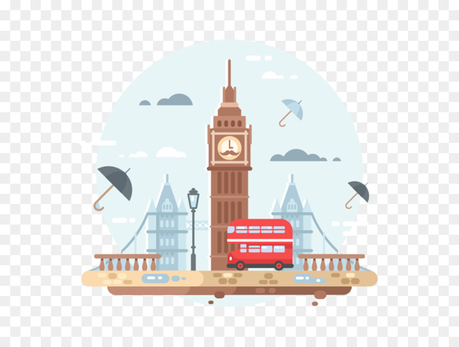 City of London Flache design-Illustration - London, Big Ben Abbildung material