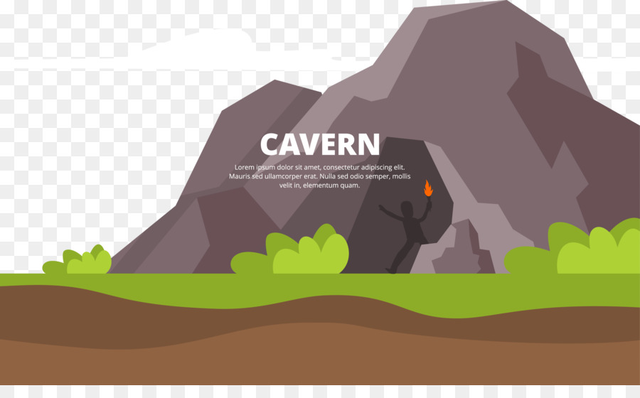 Höhle Cartoon - Bemalte Höhle auf der Spitze des Hügels