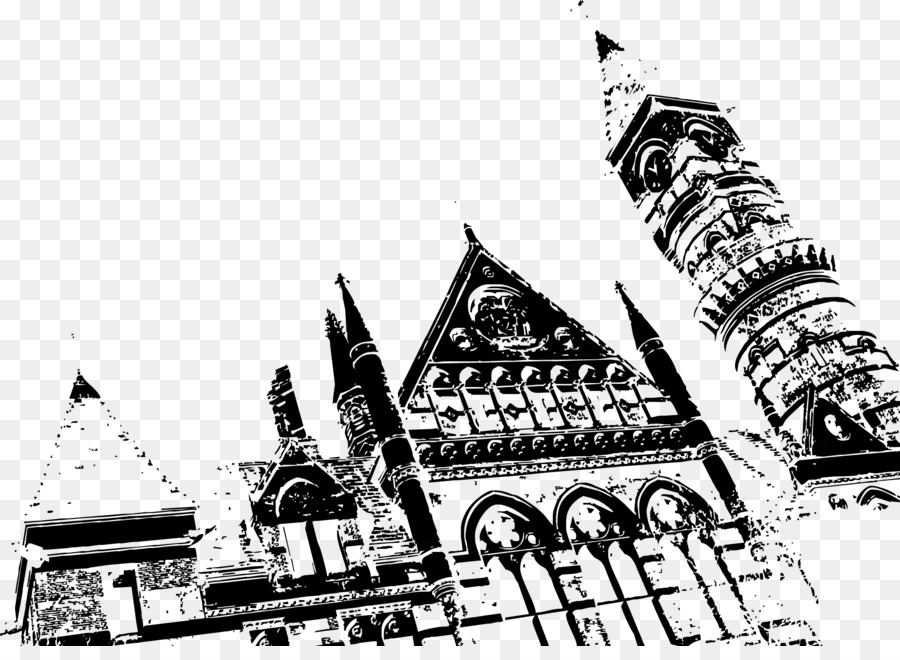 architettura gotica - Chiesa gotica costruzione vettoriale penna a mano libera