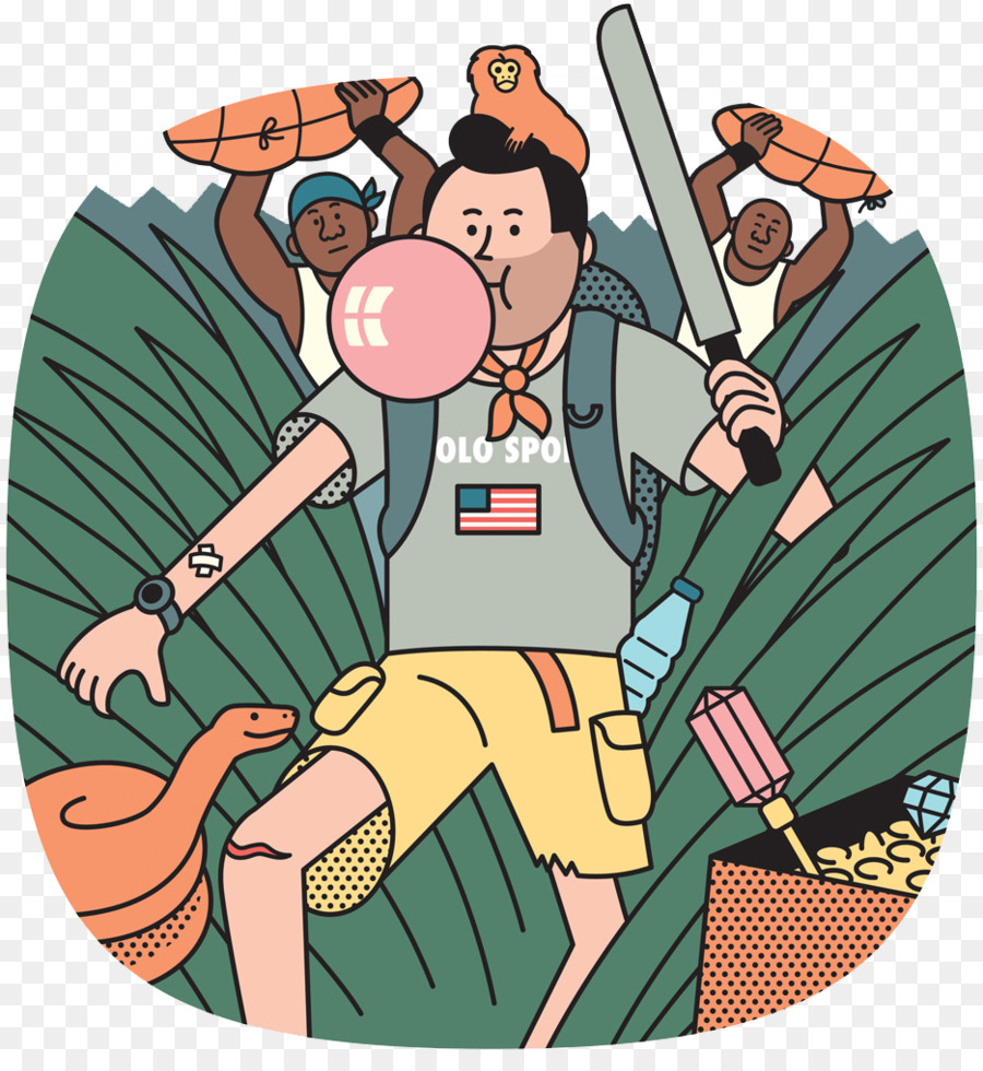 CAP&Design Cartoon Illustration - Flache Dschungel-Abenteuer