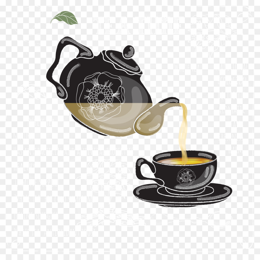 Teiera tazza di Caffè - Dipinto a mano del tè con lavagna, sfondo vettoriale