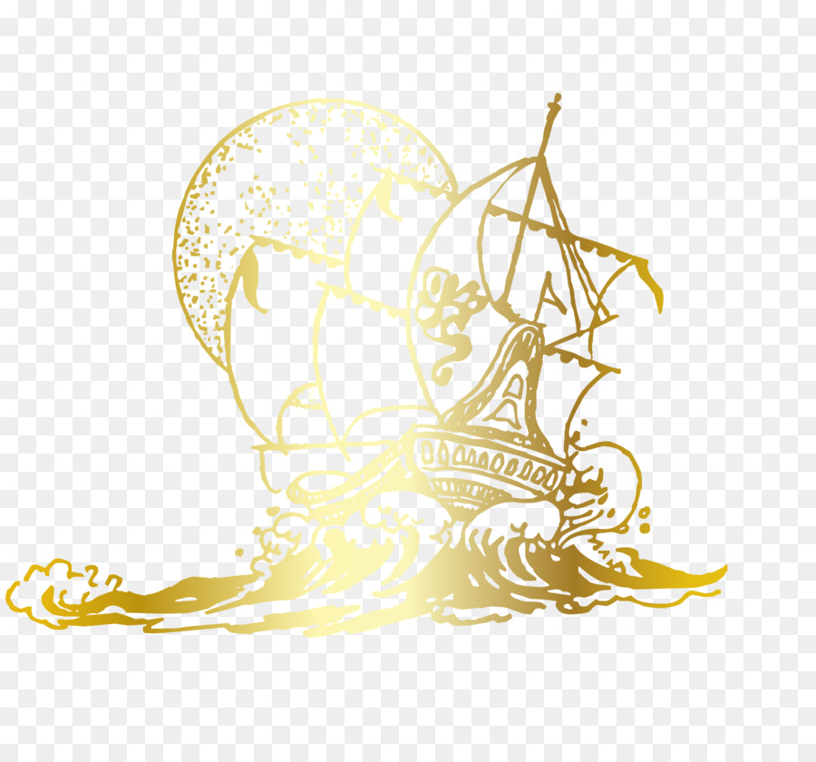 clip art - Vector cartoon dipinto a mano in oro sail sail