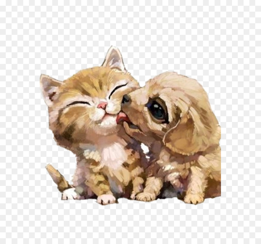 Cane Gatto Pet pittura ad Acquerello - Marrone gattino