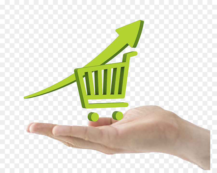 Shopping Online E-commerce, carrello della spesa software - Mano che tiene carrello