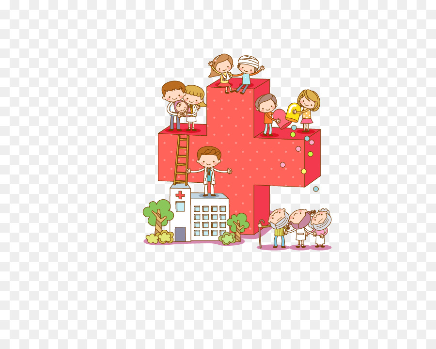 Cartoon Krankenhaus Abbildung - rotes Kreuz