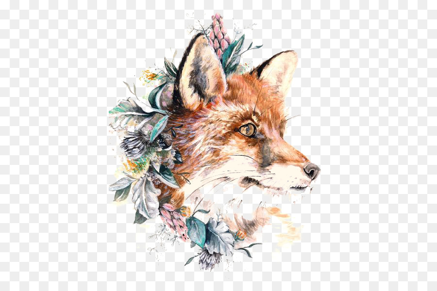 Red fox Carta del Tatuaggio del lupo Grigio - Volpe