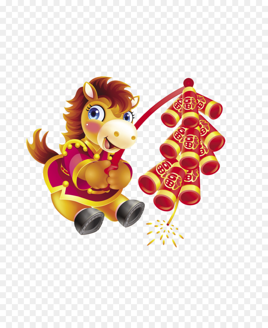 Nuovo Anno cinese zodiaco Cinese Bainian Cartone animato Nuovo Anno Lunare - cavallo di cartone animato