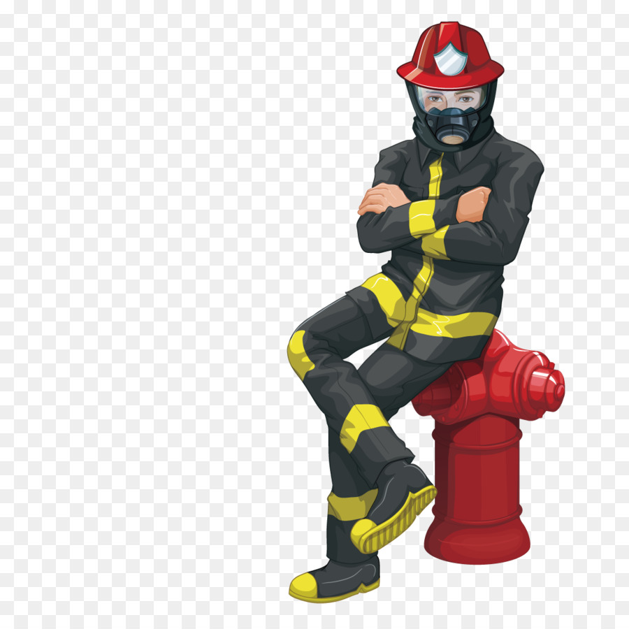 Vigile del fuoco Royalty free, fotografia di Stock, Illustrazione - Seduto su un idrante di fuoco vigile del fuoco