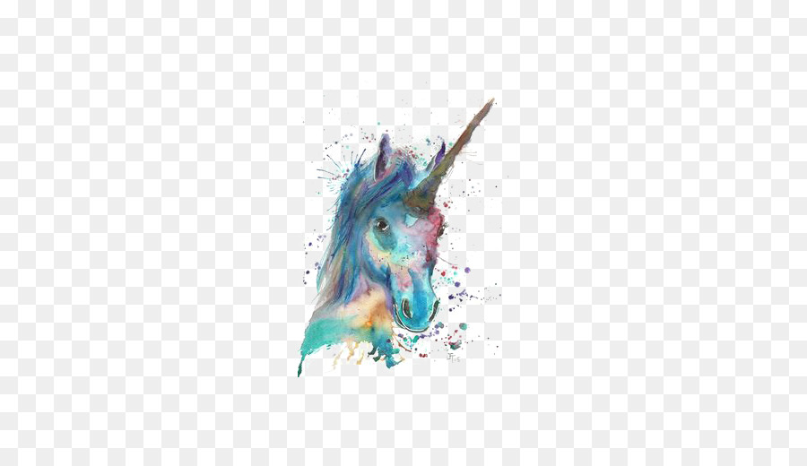 Unicorn Tela pittura ad Acquerello - Acquerello Unicorno