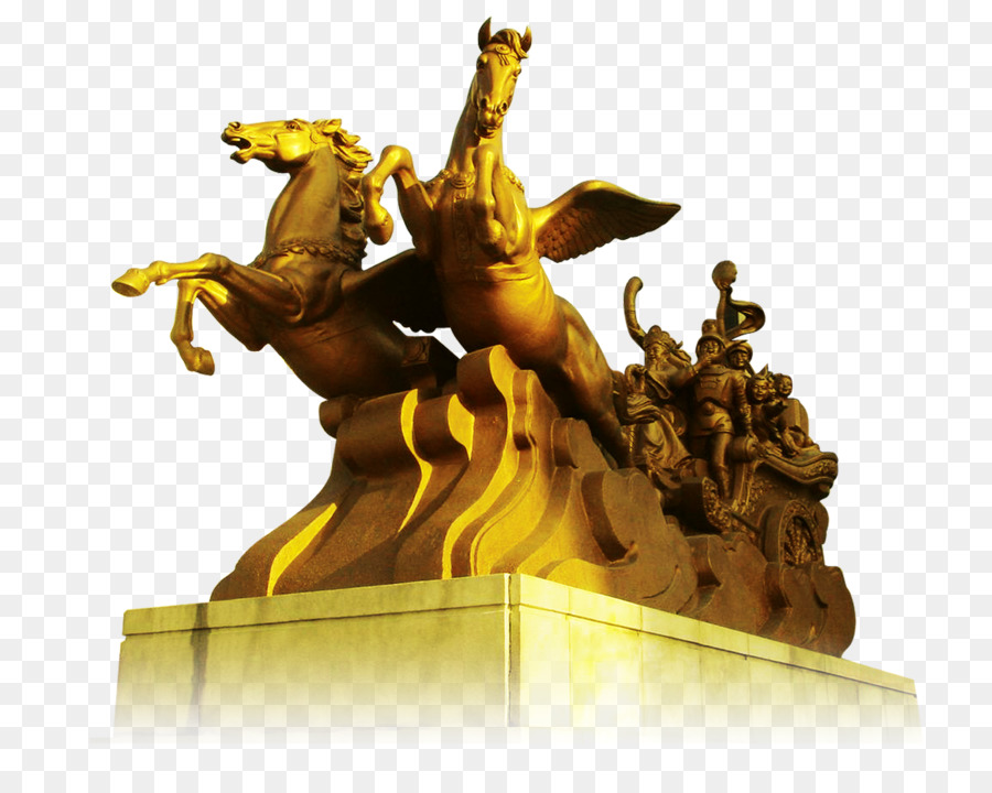 Scultura Statua D'Oro - Ricchezza finanziaria città di Pegasus