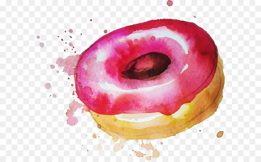 Donut Dessert-Aquarell - Rosa Donut