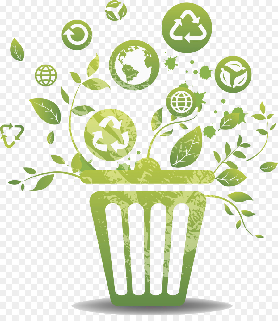 Umweltschutz Müll-container, Müll Sortieren, Recycling - Grüne Mülleimer