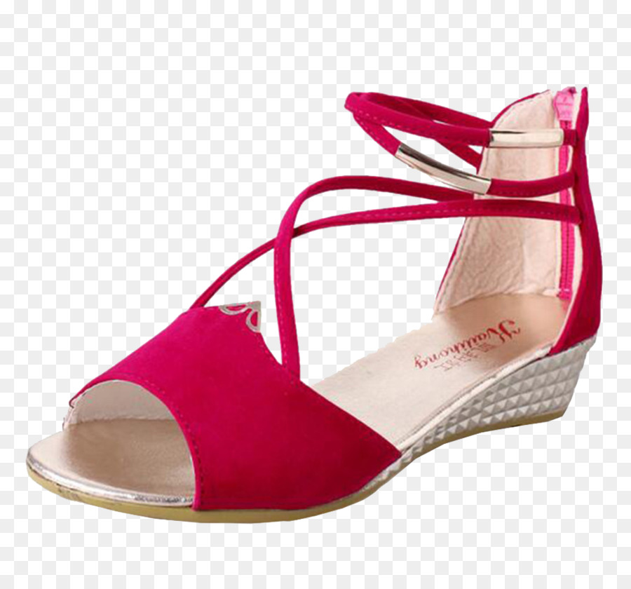 Sandal Court-Schuh-Leder-Absatz - Rote Sandalen