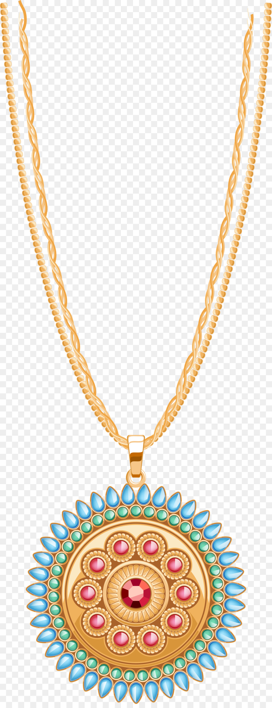 Halskette Gold Schmuck Medaillon - Saphir-Gold-Halskette