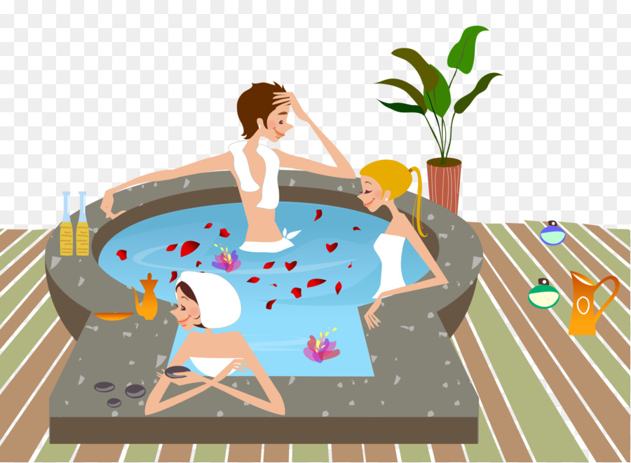 Hot spring Cartoon-Abbildung - Cartoon-Badewanne