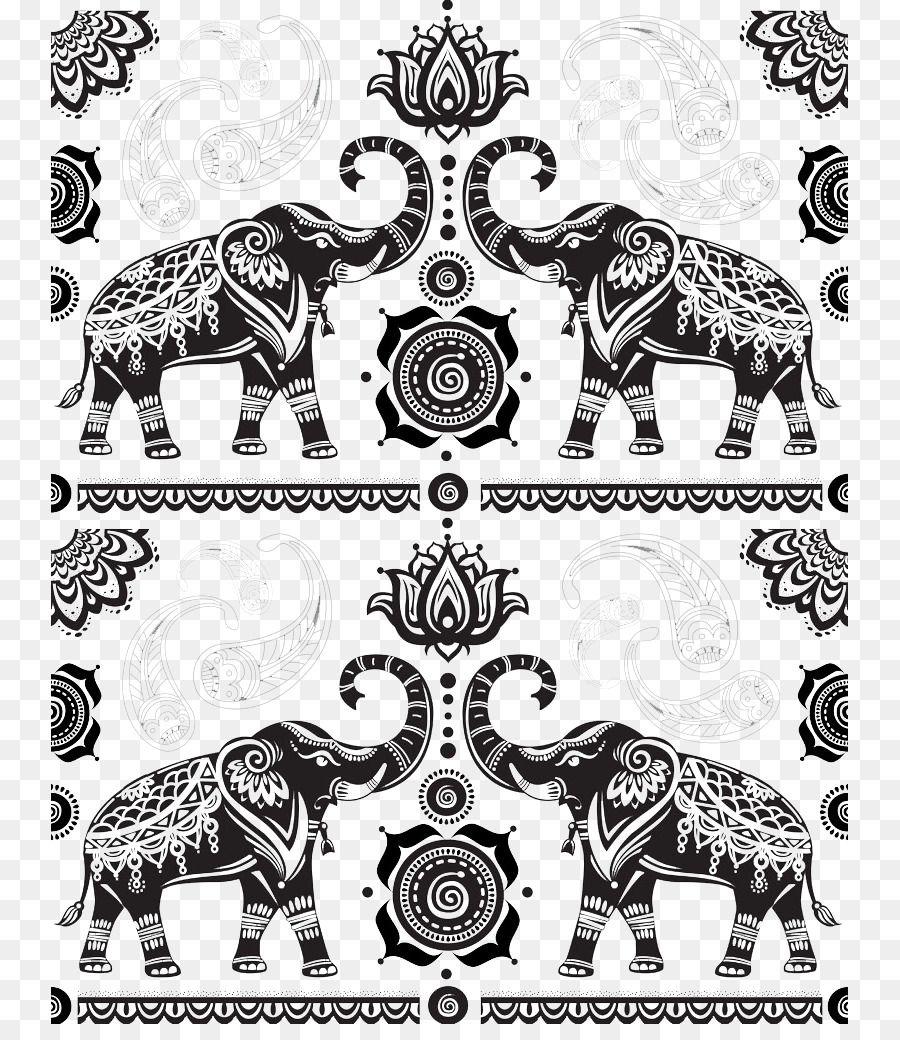 Indien-Elefant-Cartoon - Indischer Elefant-Muster-hintergrund-Bild