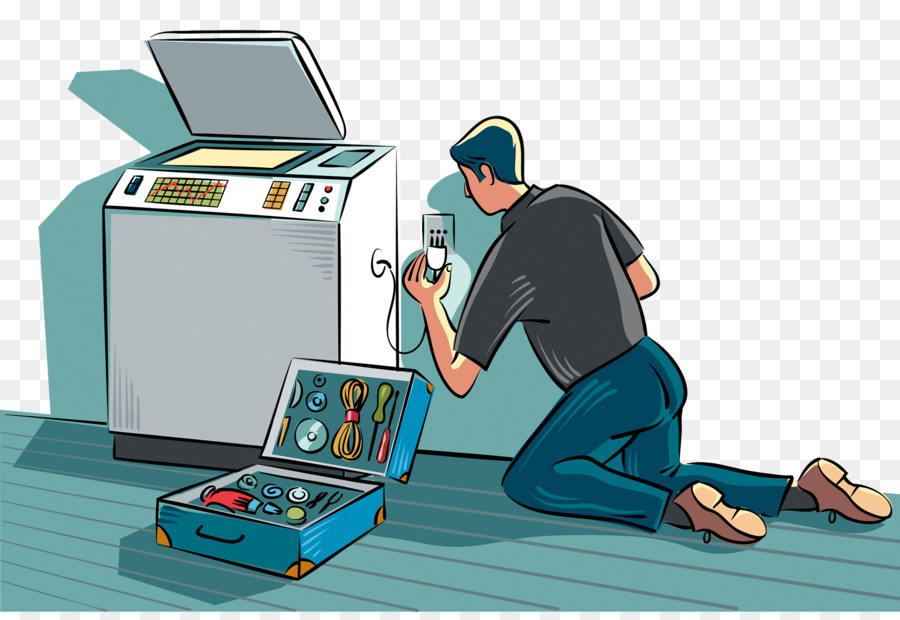 Kopierer Drucken Abbildung - Waschmaschine Reparatur-Arbeiter