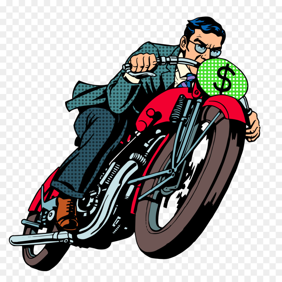 Motorrad Business-Pop-art-Illustration - Reiten ein Motorrad-Mann