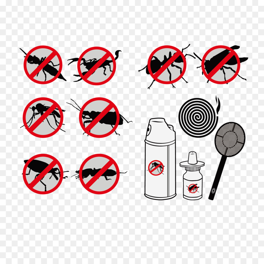 Controllo delle zanzare disinfestazione - Vettore vietato mosche zanzare simbolo