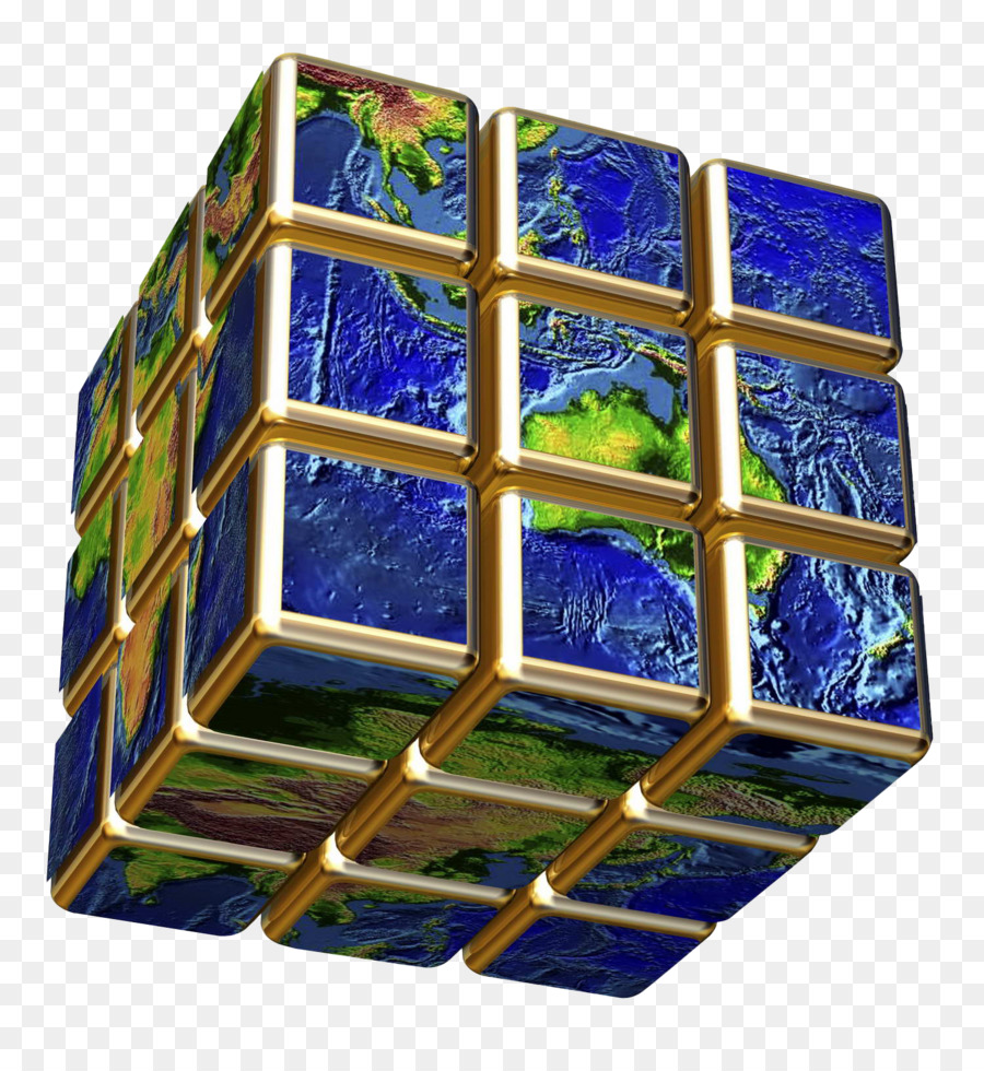 Terra, Globo Rubiks Cube - Cubo di Rubik tridimensionale mappa del mondo