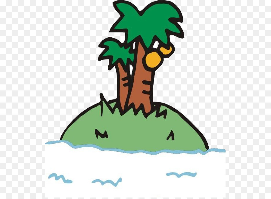 Baum, Insel, Kokosnuss-Illustration - Ausgelöst Insel