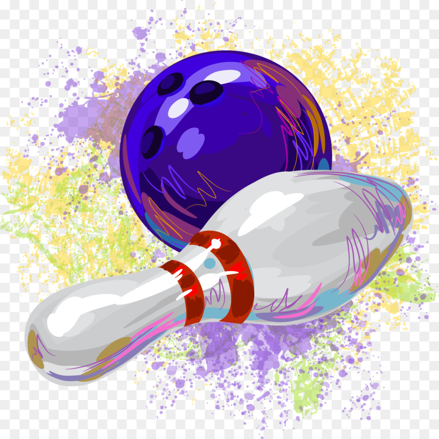 Ten pin bowling pin pittura ad Acquerello - Decorativo acquerello bowling