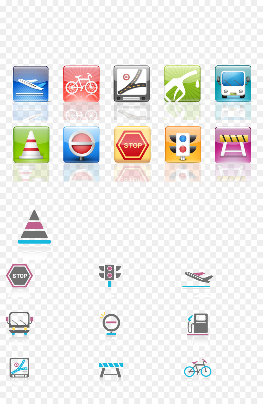 Download Icon Design Icon - Fahrrad, Flugzeug, Ampel, stop-signal
