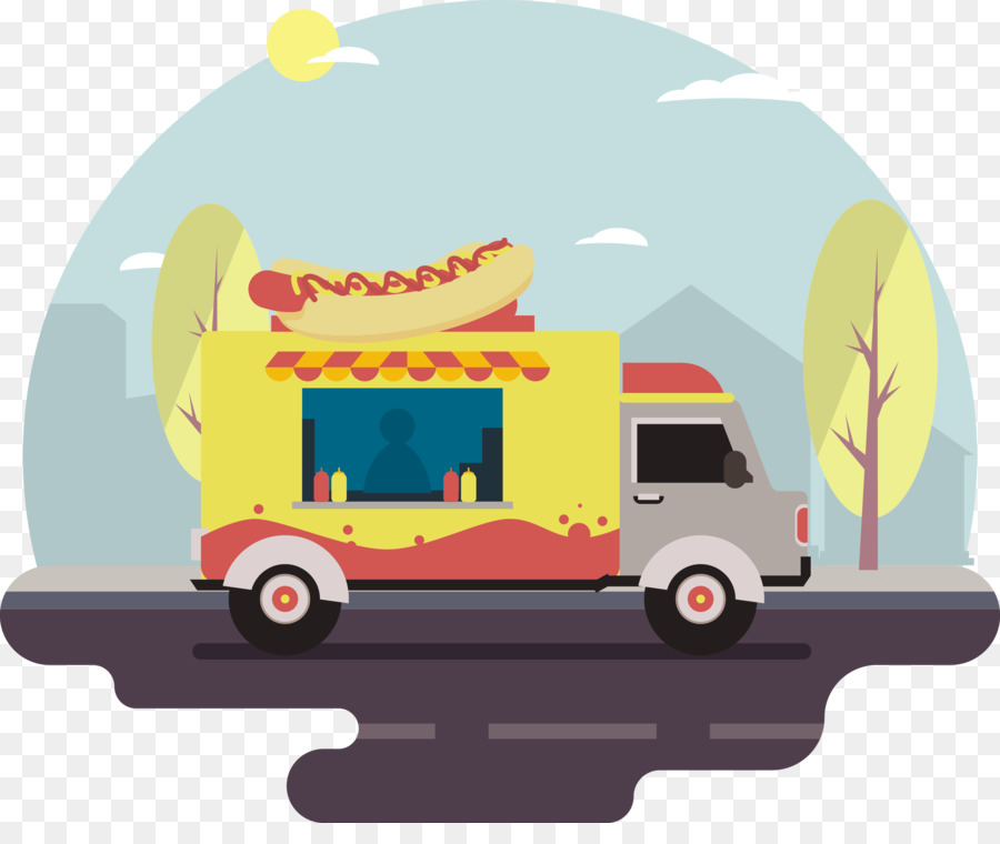 Carrello Hot dog Hamburger Illustrazione - Vettore di hot dog, pane venditori