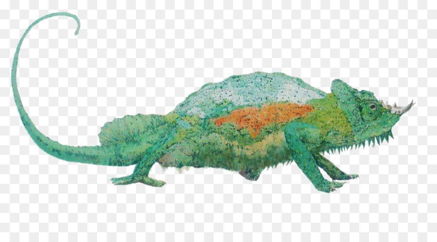 Chamäleons Malerei Illustration - Grün lackiert chameleon