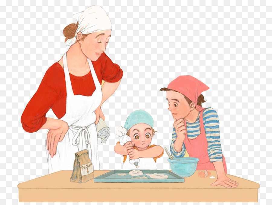 Bambino Genitore Illustrazione - I bambini e i genitori fanno i cookie