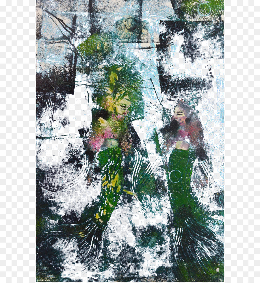 Baum Malerei Wasser Blume - Meerjungfrau abstrakte Muster hintergrund