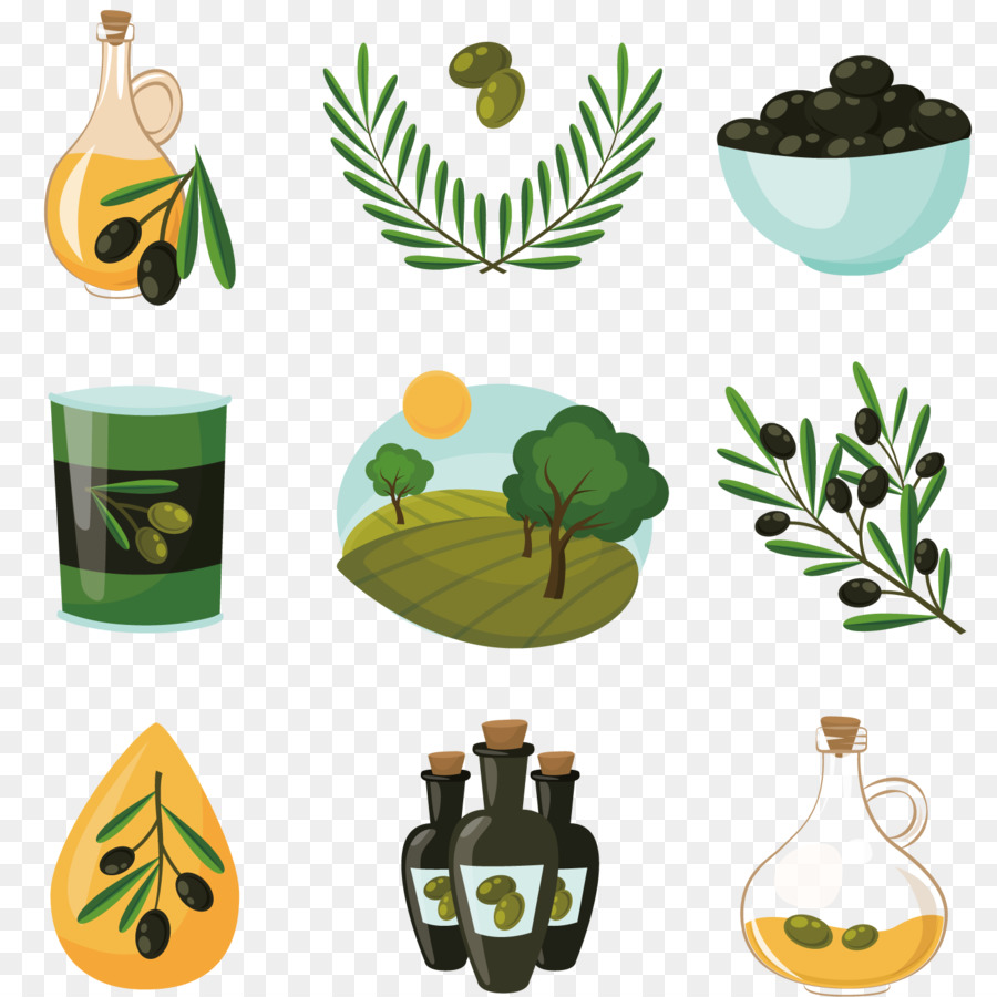 Olio di oliva Olive branch - Cartoon produzione di olio d'oliva