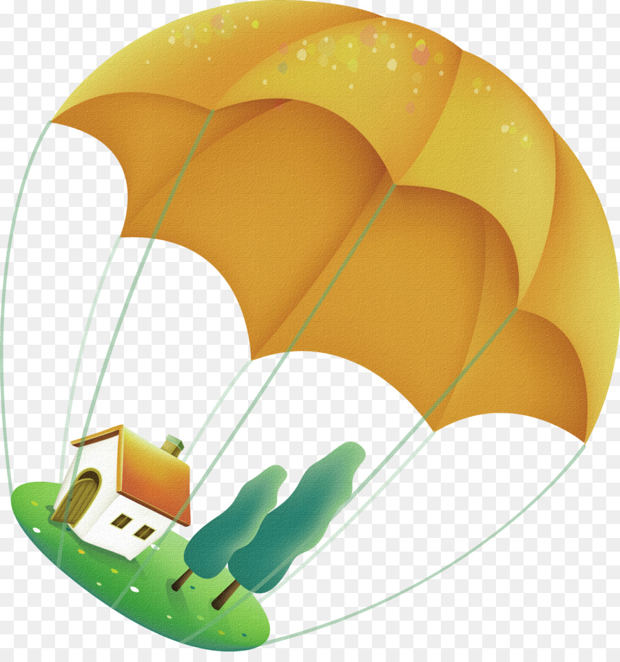Herunterladen - Gelbe cartoon-Fallschirm Haus Dekoration Muster
