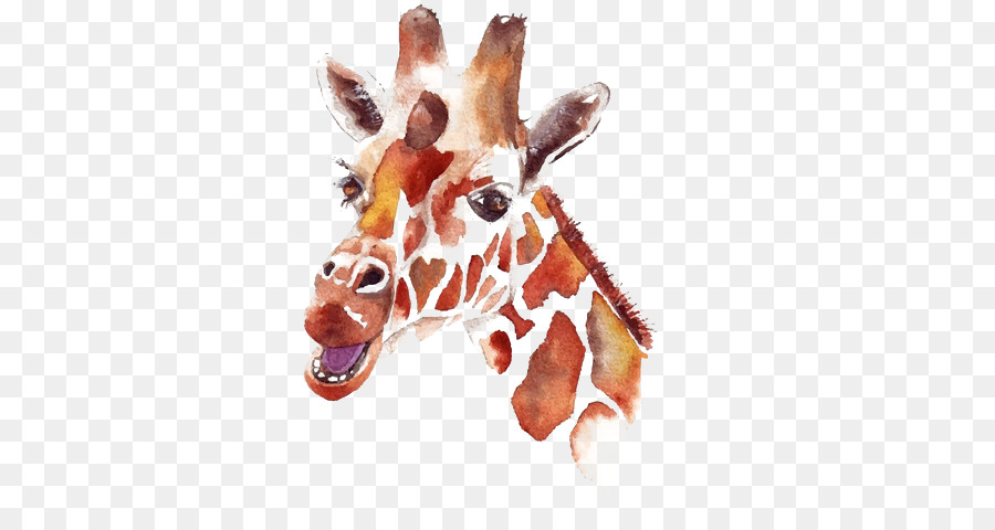 Aquarell-Malerei-Zeichnung Nord-giraffe - Hirsch