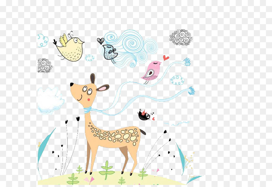 Cartolina Cartoon Illustrazione - giraffa