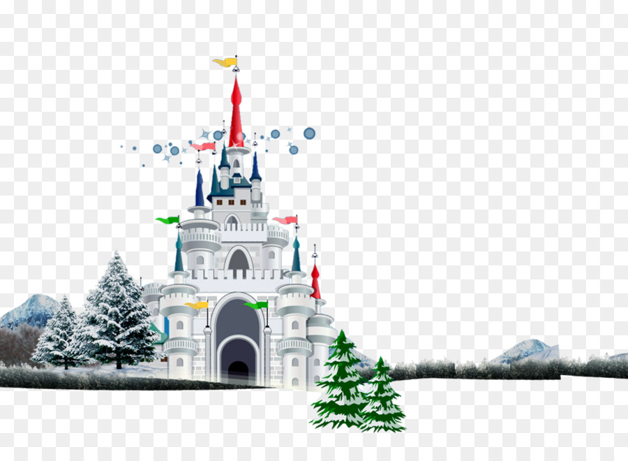 Weihnachten Illustration - Snow Castle Pines material