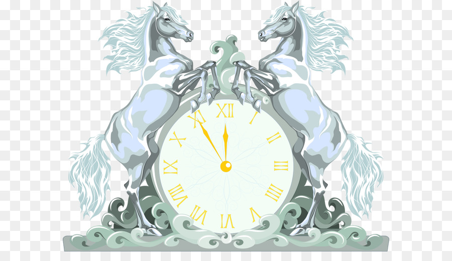 Orologio Cartoon Illustrazione - Dipinto a mano di vettore di cavallo