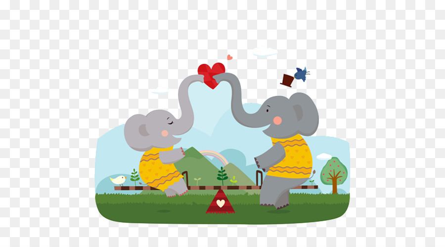 elephant illustrazione - Elefante maschio che come femmina di elefante naso affetto