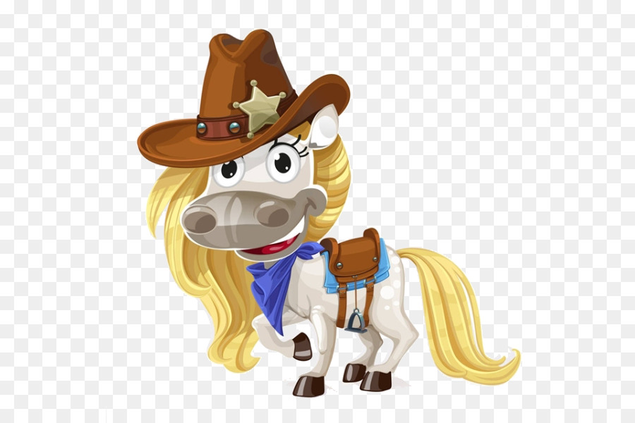A cavallo della frontiera Americana cappello da Cowboy di fotografia Stock - Cavallo di cartone animato materiale