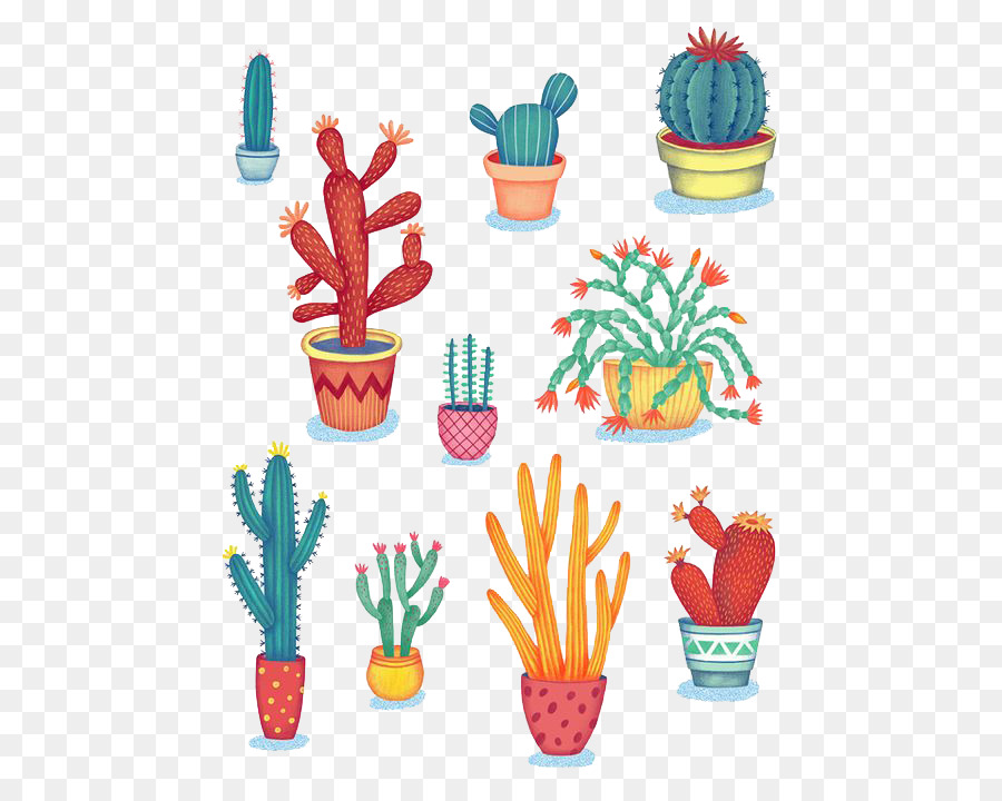 Cactaceae Sukkulente Zeichnung Illustration - Potted cactus
